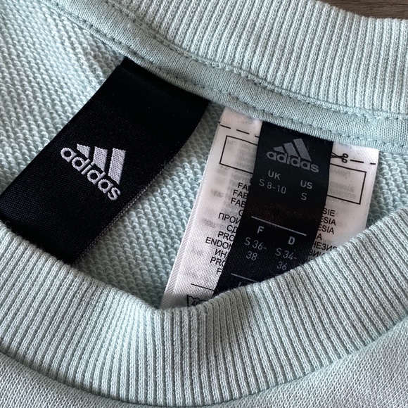 Adidas Oversized 3-Stripes Split Hem Crew Sweatshirt Mint Size S - Picture 4 of 9